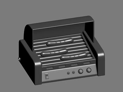 Black Sausage Grill With Metal Grilling Rack And Control Knobs 3d model