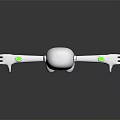 Game And Movie Character White Robot With Green Eyes Chest Symbol Arms Outstretched Dark Background