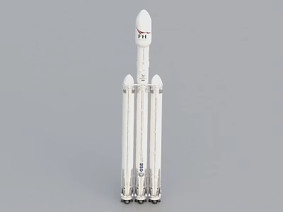 White Scale Model Rocket With Multiple Boosters And Engine Base Design 3d model