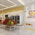 Fresh Fruit Store Interior With Organized Shelves And Fresh Banana Apple Orange Displays
