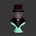 Detailed Man Bust Wearing Red Top Hat With Blue Glowing Base