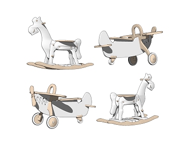 Modern Trojan Children's Toy Rocking Horse Rocking Chair 3d model