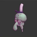 Green Animated Octopus Character In Blue White Chef Hat With Big Nose And Eyes
