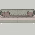 Simple European Double Sofa Simple Fabric Multi-Person Sofa 3d model