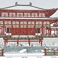Ancient Architecture Traditional Red Multi layered Pagoda With Historic Courtyard And Wooden Structure