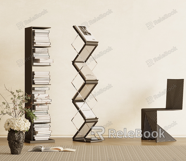 Mobile Bookshelf Bookcase Book Decorations Vase model