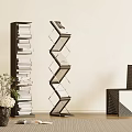 Mobile Bookshelf Bookcase Book Decorations Vase 3d model