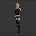 Blonde Archer Character with Purple Sleeves Brown Armor Quiver Arrows Arms Outstretched 3D Design