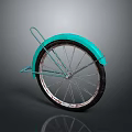 Turquoise Bicycle Wheel Accessory with Black Rim and Metal Stand for Daily Use