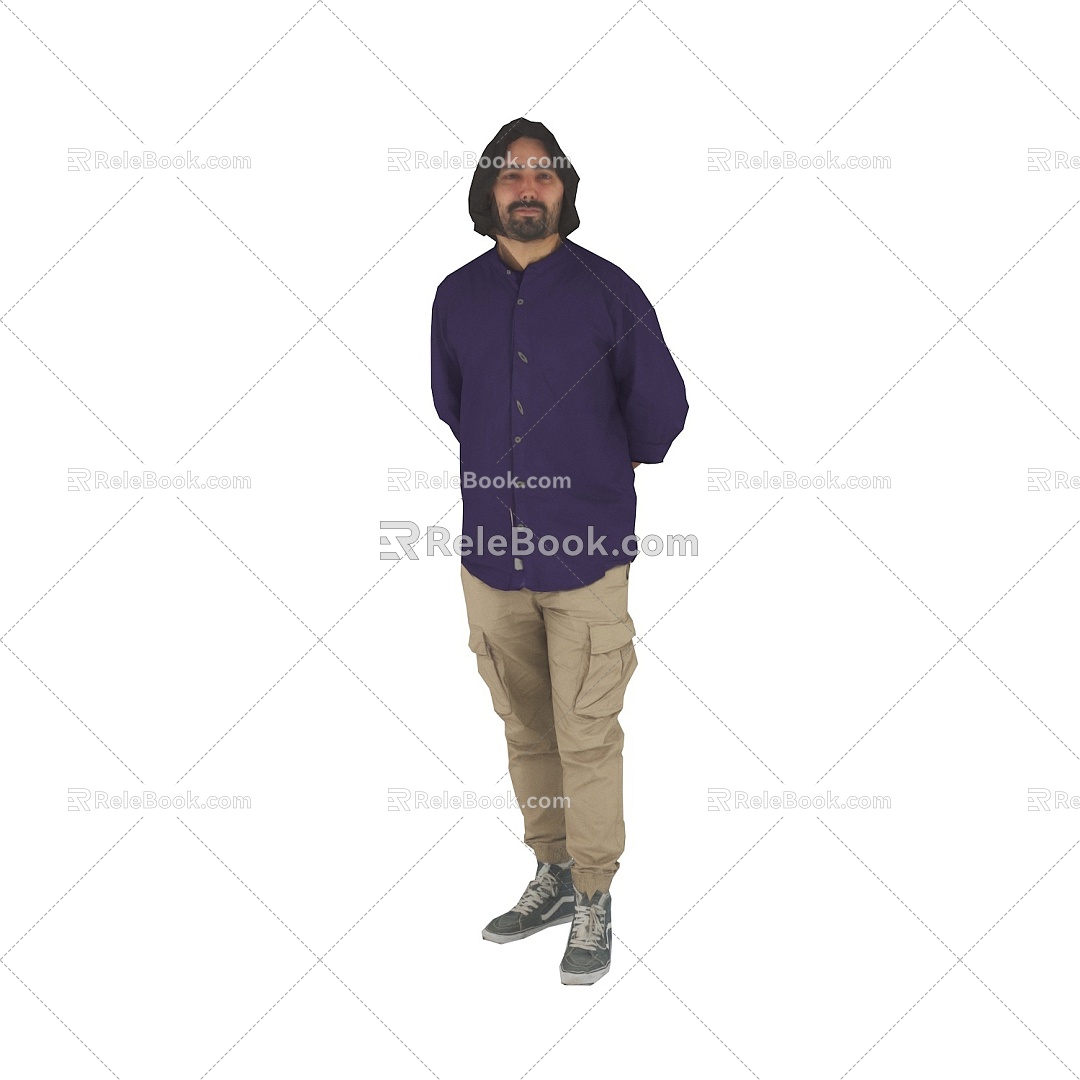 Standing foreign men in spring and summer costumes 3d model