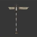 Vintage Wooden Signpost With Metal Lamp Post And Decorative Lantern For Outdoor Living
