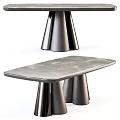Modern Minimalist Dining Table With Marble Top And Metal Tapered Bases Design