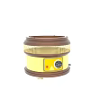 Brown Yellow Household Electrical Appliance with Mesh Heating Element Control Knob Red Button and Base