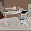 Modern Height Adjustable Kids Study Desk With Ergonomic Chair And Practical Upper Storage Shelves