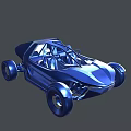 Blue Off Road Vehicle Featuring Open Cockpit Large Wheels And Frame Structure 3d model