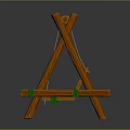 Wooden Outdoor Playground Swing Set With Green Accents And Hanging Seat