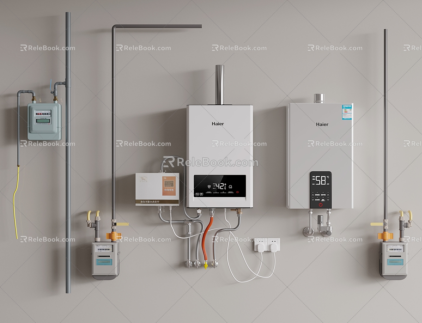 Water Heater Gas Water Heater Gas Meter 3d model