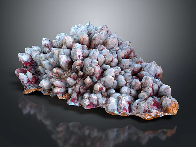 Decorative Crystal Cluster Ornament Set With Purple White Hues And Shiny Reflective Surface 3d model