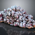 Decorative Crystal Cluster Ornament Set With Purple White Hues And Shiny Reflective Surface