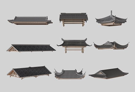 Chinese Eaves Building Components Roof Flying Ridge Cornice Line Tiles Eaves Ridge 3d model