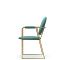 Modern Green Dining Chair With Gold Metal Frame And Velvet Upholstered Round Backrest