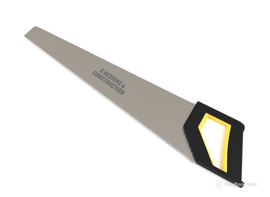 Professional Carpentry Hand Saw With Black And Yellow Ergonomic Handle Design 3d model 