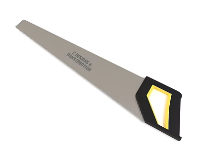 Professional Carpentry Hand Saw With Black And Yellow Ergonomic Handle Design 3d model