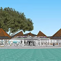 Waterfront Circular Pavilion Design With Black Roof Green Lawn And Trees