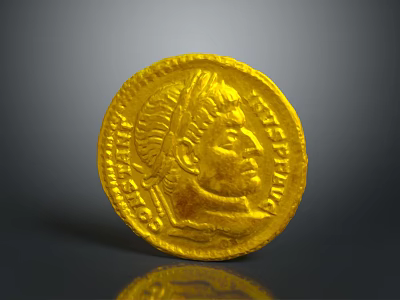 Ancient Gold Coin Featuring Detailed Portrait And Intricate Inscriptions On Surface 3d model