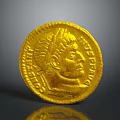 Ancient Gold Coin Featuring Detailed Portrait And Intricate Inscriptions On Surface
