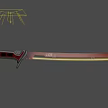 Traditional Decorative Sword With Red Handle And Golden Sharp Blade Design
