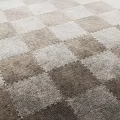 Square Checkerboard Pattern Carpet With Beige And Light Brown Soft Woven Texture For Living Room