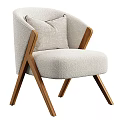 Modern Minimalist Accent Chair With Beige Fabric And Wooden Legs Design