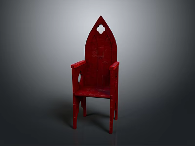 Unique Red Armchair With Cross Shaped Cutout Backrest And Decorative Design 3d model