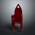 Unique Red Armchair With Cross Shaped Cutout Backrest And Decorative Design