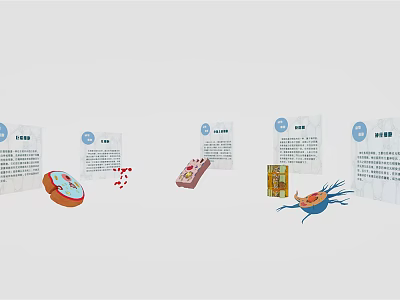 Medical Devices Educational Display Featuring Diagrams and Cellular Structure Illustrations on Boards 3d model