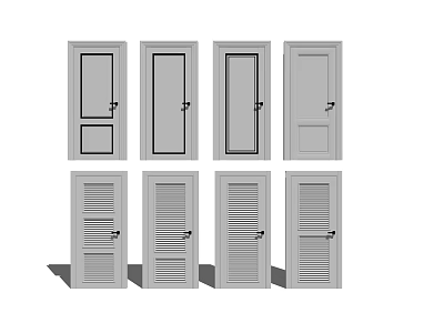 Modern swing door single door bedroom door combination computer 3d model