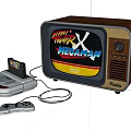 Vintage Retro TV with Wooden Case Game Console and Street Fighter X Mega Man