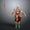 Man In Ornate Traditional Warrior Outfit Standing With Decorated Sword