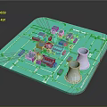 Green Industrial Facility Layout Model With White Cooling Towers And Buildings