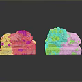 Pair of Classical Stone Lion Sculptures Reclining On Decorative Pedestals