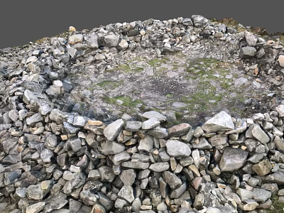 Natural Stone Circular Enclosure With Lush Grass Center And Rough Rock Formation 3d model