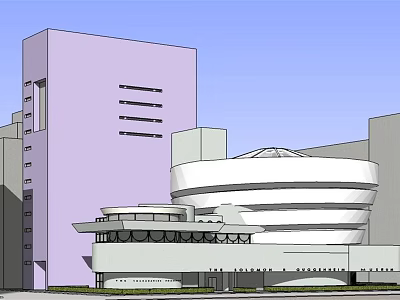 Modern Museum Building Featuring Spiral Structure White Exterior And Glass Dome 3d model