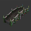 European Style Stone Arch Bridge With Lamp Posts Railings And Stone Slab Deck