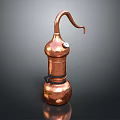 Shiny Copper Household Still With Curved Neck And Two Section Design