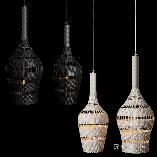 Modern Woven Chandeliers In Black And White Design For Home Interior Decor 3d model 