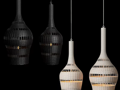 Modern Woven Chandeliers In Black And White Design For Home Interior Decor 3d model