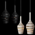 Modern Woven Chandeliers In Black And White Design For Home Interior Decor