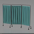 Turquoise Three Panel Room Divider with Metal Frame and Rolling Wheels Modern Design