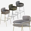 Stylish Modern Bar Stools With Velvet Upholstery And Metal Legs In Various Colors